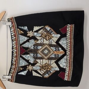 FRENCH CONNECTION NAVY BLUE BEADED MINI SKIRT SIZE 4